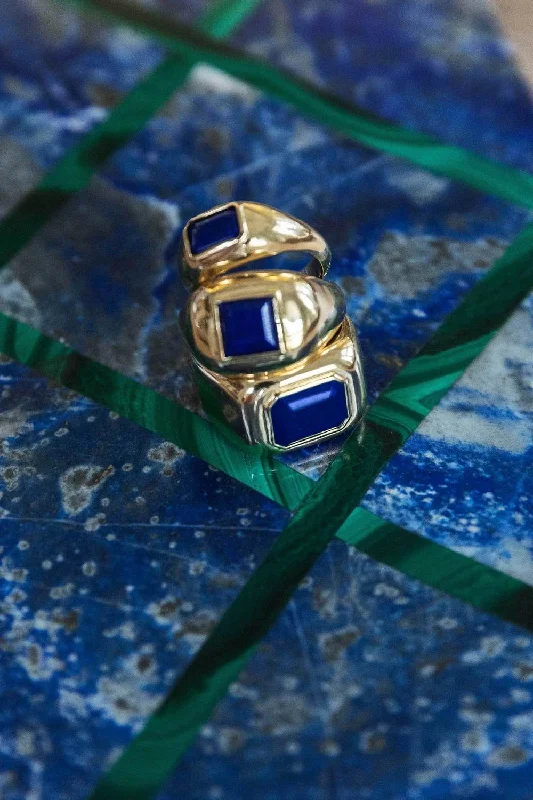 Medium Ring 18K Gold & Lapis Stone