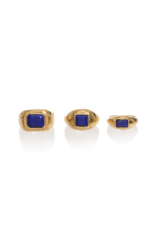 Medium Ring 18K Gold & Lapis Stone