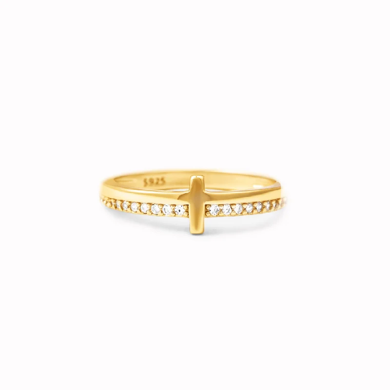 To My Daughter ""PRAY ON IT"" - GOLDEN CROSS RING