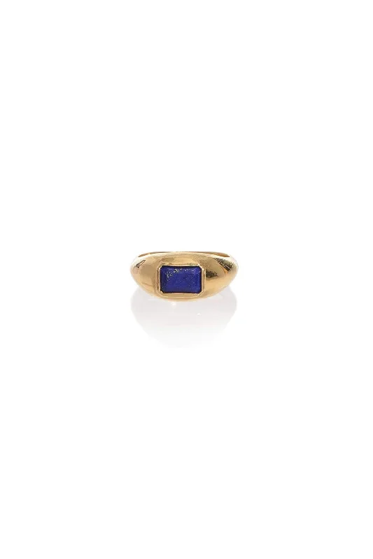 Small Ring in 18K Gold & Lapis Stone