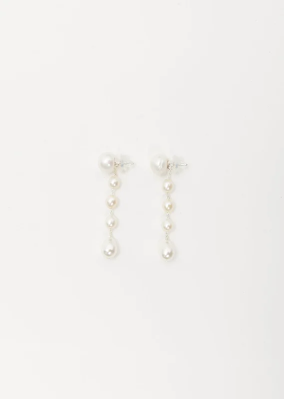 Small Passante Earrings — White Pearl