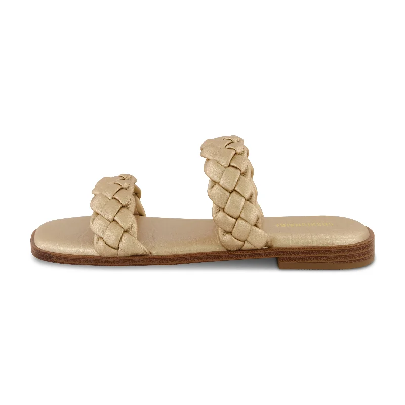 Vicki Braided Two Band Sandal Metallic