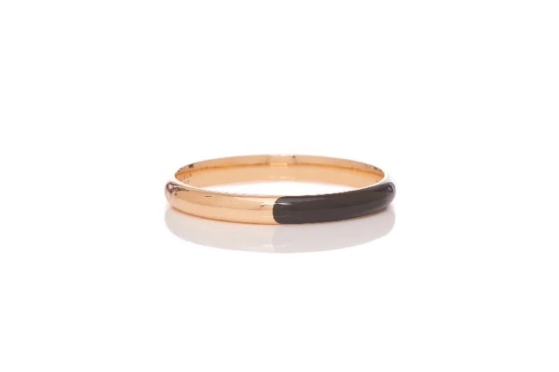 Vitreous Black Enamel & 18K Gold Bangle