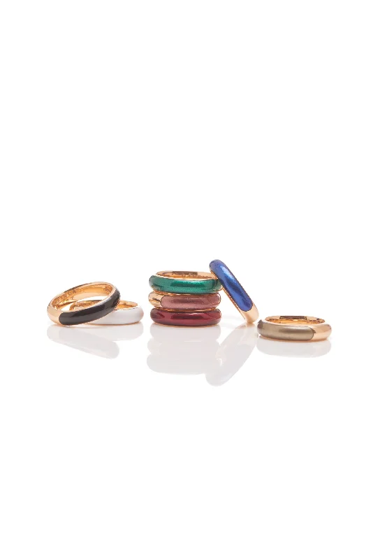 Vitreous Blue Enamel & 18K Gold Ring