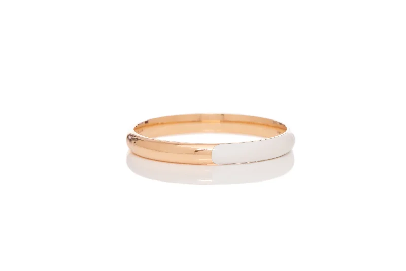 Vitreous Ivory Enamel & 18K Gold Bangle