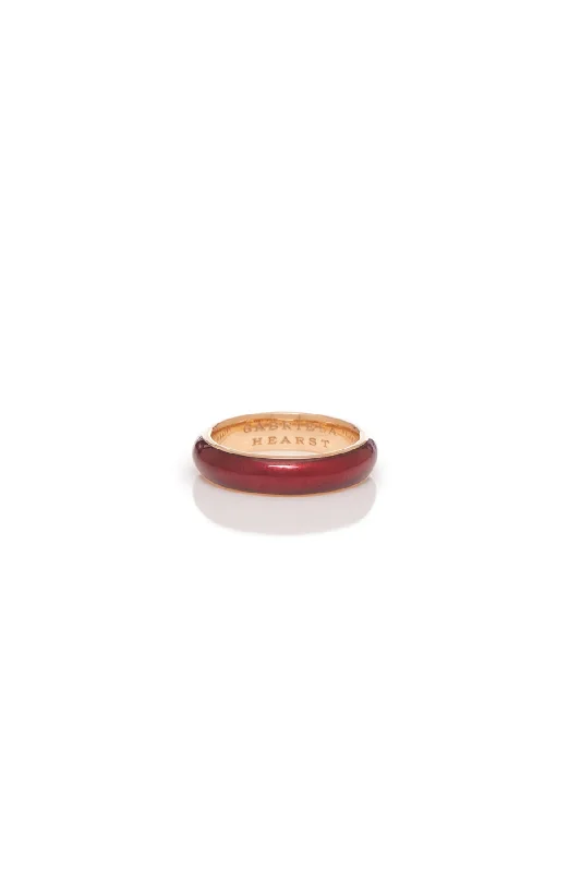 Vitreous Red Enamel & 18K Gold Ring